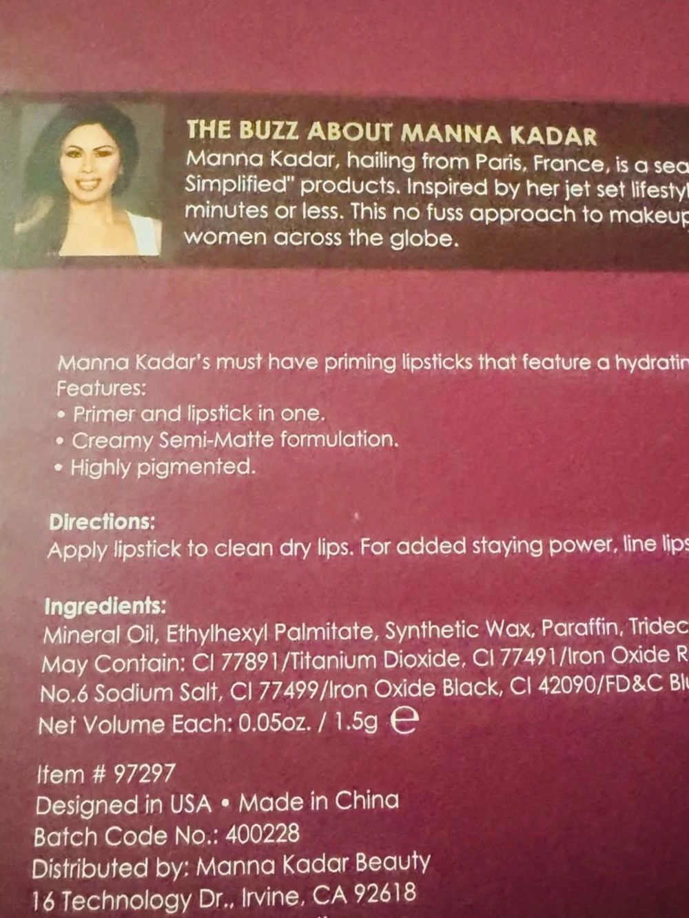 Manna Kadar Beauty Kiss and Canoodle 10 Pc Red Pink Lipstick Set, NWT - Picture 6 of 8